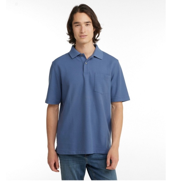 L.L.Bean Men's Premium Double L® Polo, Hemmed Short-Sleeve with Pocket Sz M Reg - Picture 1 of 9